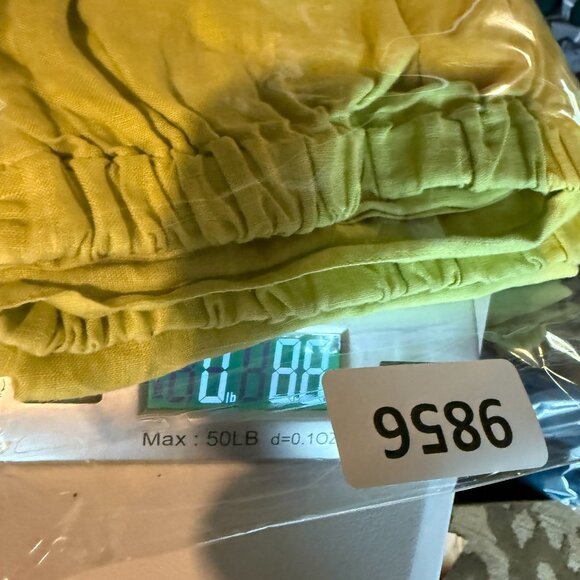 Habitat Women L 100% Linen Pant Crop Tapered Chartreuse Green Pull On Stretch - Picture 10 of 10